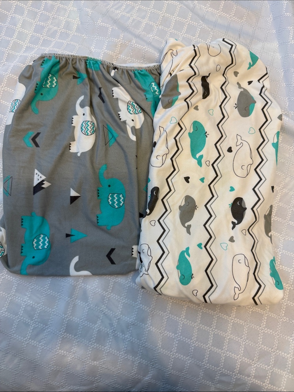 Elephant & Whale Bassinet Sheets in like new condition